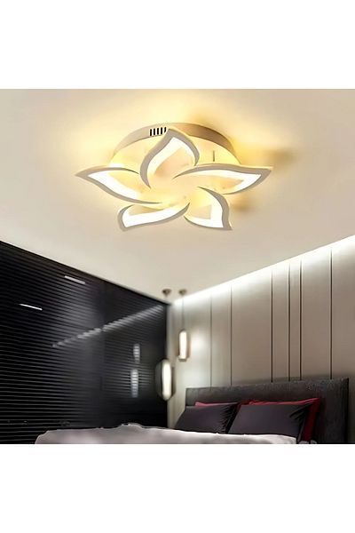 KORMAN TECHNIK LED Chandelier with Remote Control LOTUS 74W, 5 Petals, Cold/Warm/Neutral Light, Dimmable, White