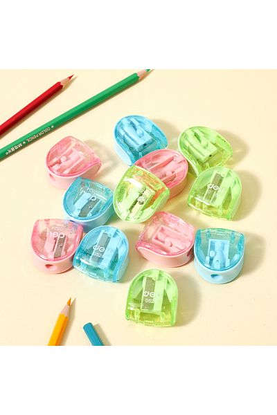 Deli pencil sharpener #φ6.5-8mm #blue/pink/green With canister, 10 Pcs