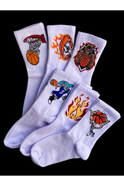 çorapdunyam 6 Pack Basketball Sports Patterned College Socks