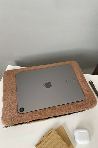 eles Brown Plush Tablet Bag, Brown Tablet Case