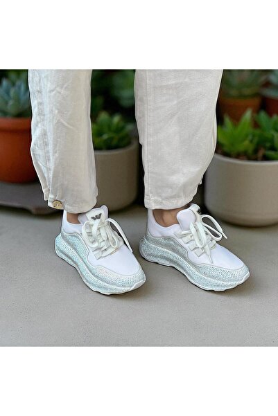 İvil Women's Patterned Stone Detailed High-Sole Walking Shoes