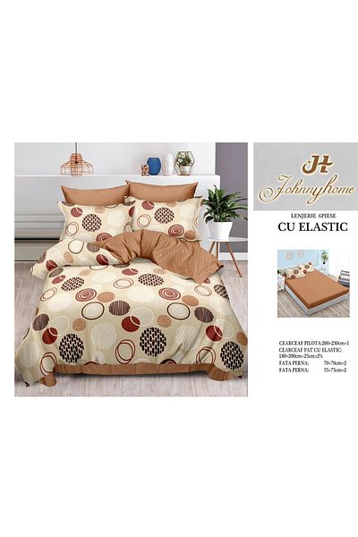 FIONNA.RO Finet Bed Linen With Elastic - Beige With Circles