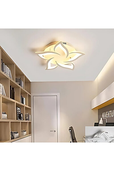 Alista Home Lustra LED cu telecomanda LOTUS 74 W, 5 Petale, lumina Rece/Calda/Neutra, Dimabila, Alb