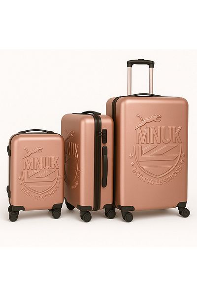 Mnuk Manchester 3 pieces Luggage Set With TSA lock suitcase bag- Sizes 28/24/20-Rose Gold
