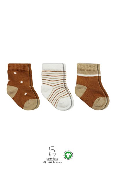 BUDİ HOME Bistyle 3-Piece Combed Cotton Men's Socks Bs10111 Mustard