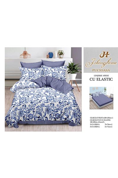 FIONNA.RO Finet Bed Linen With Elastic - Blue Floral