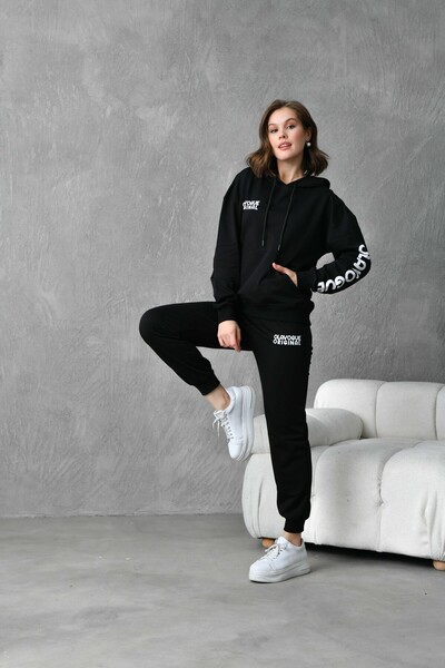 Olavogue Printed Hooded Kangaroo Pocket Oversize Tracksuit Set