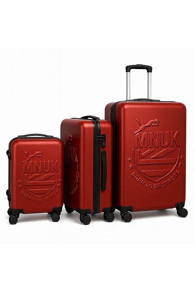 Mnuk Manchester 3 pieces Luggage Set With TSA lock suitcase bag- Sizes 28/24/20-Wine Red