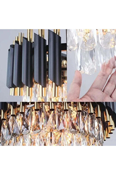 Alista Home Candelabru Cristal VERSAILLES Supremo 12 xE 14, Diametru 80 cm, Auriu Lucios si Negru, Inaltime Regl