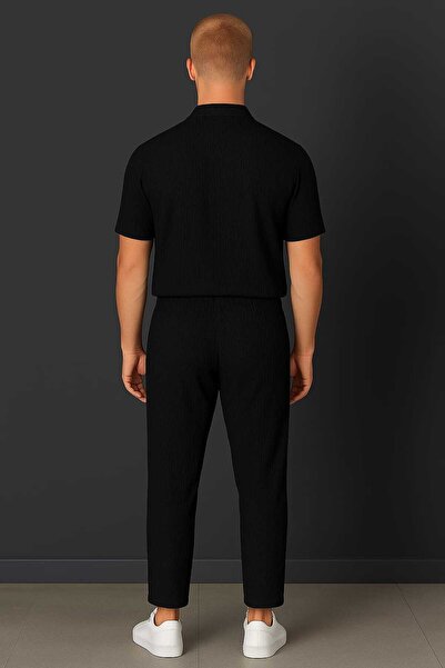 dwnwear Wrapped Crinkle Fabric Summer Lycra Unisex Women Men Short Sleeve T-Shirt Sweatpants Set