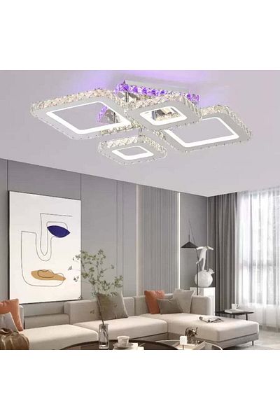 KORMAN TECHNIK LED chandelier with remote control NOVA RHOMBA RGB 60W,, Cold/Warm/Neutral light, Dimmable, Glossy Chrome,