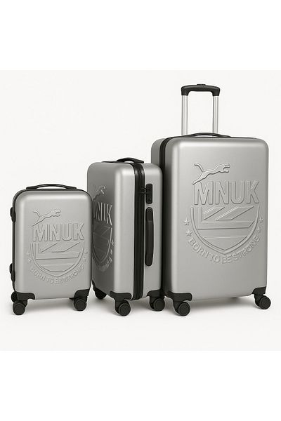 Mnuk Manchester 3 pieces Luggage Set With TSA lock suitcase bag- Sizes 28/24/20-Silver