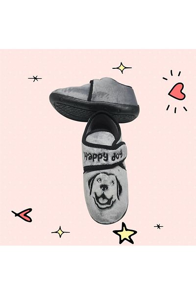 GEZER Full Orthopedic Velcro Happy Dog Non-Slip Sole Nursery Kindergarten Home Slippers