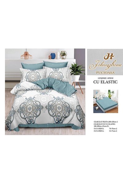 FIONNA.RO Finet Bed Linen With Elastic - Royal/Turquoise