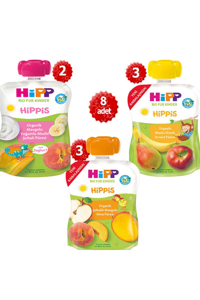 Hipp Organik x 8 Adet Karışık Meyve Püreleri 100 gr