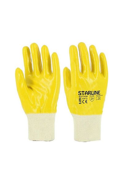 Starline E-206-Y Protective Yellow Nitrile Gloves Fully Covered No:9