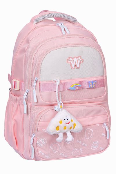 Çantaland Luxury Imported Fabric Girls School Bag – Plush Toy and Buckle Gift, Primary School & Middle School Backpack