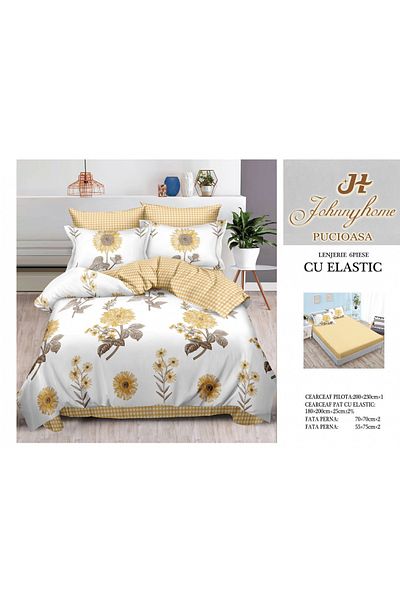 FIONNA.RO Finet Bed Linen With Elastic - Beige Flowers