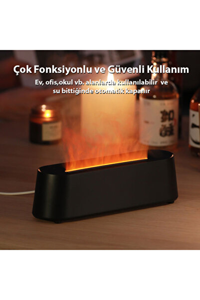 EZERE A3 Ev ve Ofis için Alev Difüzörü ve Ultrasonik Hava Nemlendici SİYAH