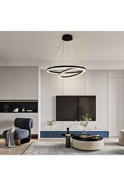 KORMAN TECHNIK LED Pendant Chandelier PAGANO 31W,, Cold/Warm/Neutral Light, Dimmable, Black,