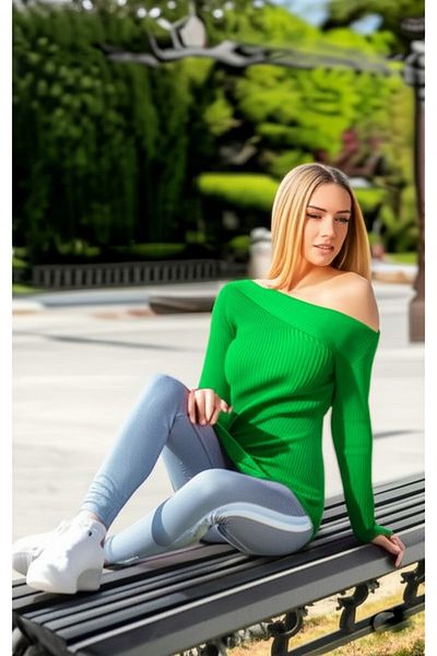 FLEX FASHION New Season Asymmetric Trend Knitwear with Shoulder Details Badi̇