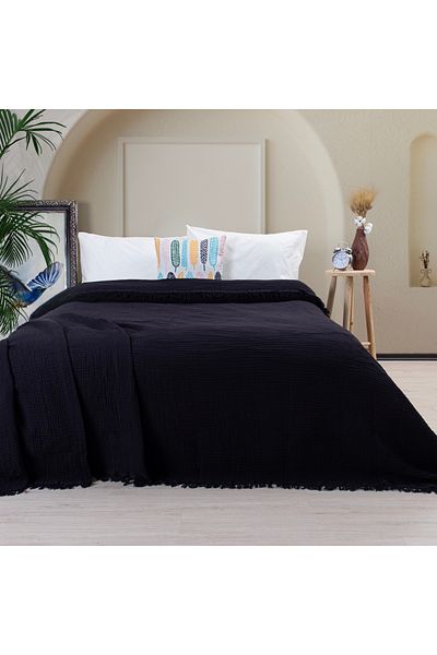 Püskül Tekstil Luxury Muslin Bedspread Double Extra Large - Soft, Thin Pique, Summer Throw Blanket