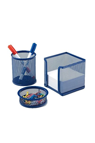 DRT 3 LÜ MASA ÜSTÜ KALEMLİK SET SİYAH PERFORELİ