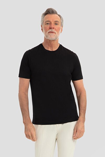 Sabri Özel Bisiklet Yaka Basic Erkek T-Shirt Siyah