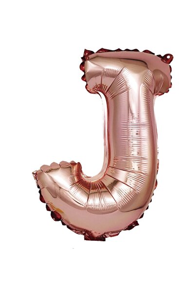 SDX Market Balon folie metalică auriu-roz, litera J, 40 cm, coral, roz