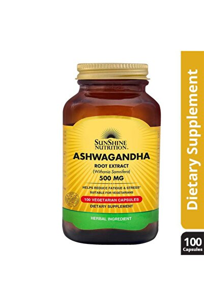 Sunshine Nutrition كبسولات نباتية من أشواغاندا بتركيز ٥٠٠ ملغ، ١٠٠ قرص
