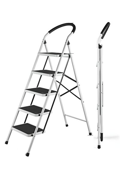 Asil 5 Basamaklı Katlanır Merdiven | Kaymaz Geniş Basamaklı Ev & Mutfak Tipi ...