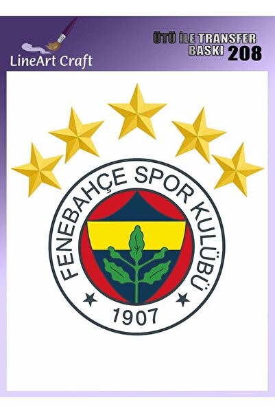 LİNEART Fenerbahçe Logo Desenli Ütü İle Transfer Baskı & Kumaş Transfer No:KM...