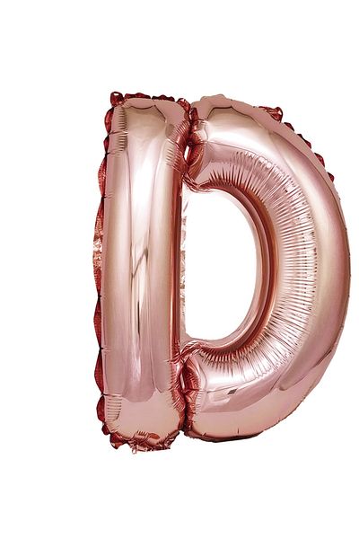 SDX Market Rose Gold Metallic Foil Balloon, Mirific Party, Letter D, 40 cm, Coral, pink