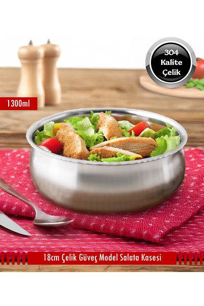 Stell&More Steel Salad Bowl Stew Model - 18cm