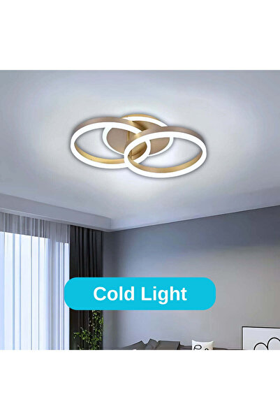 KORMAN TECHNIK Lustra LED cu telecomanda DARIO 55W, 2 Cercuri, lumina Rece/Calda/Neutra, Dimabila, Auriu