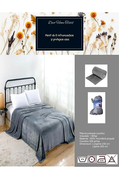 OEM Cocolino fluffy blanket 200x230cm, gray