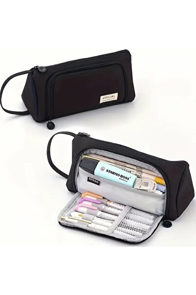 Kawaii Angoo Çok Fonksiyonlu Geniş Kapasiteli Kalemlik Siyah