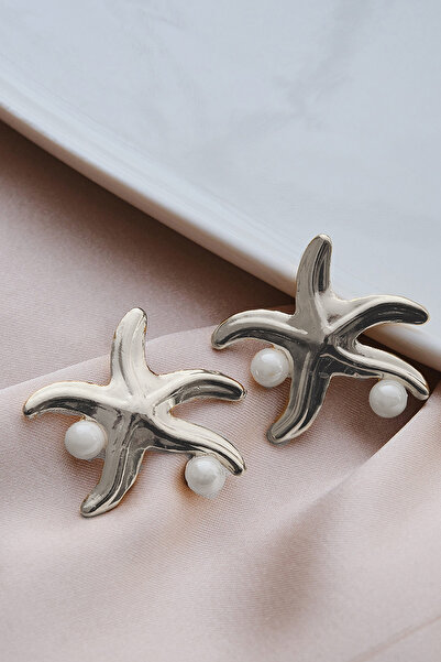 AURRARİ Silver İncili Deniz Yıldızı Küpe