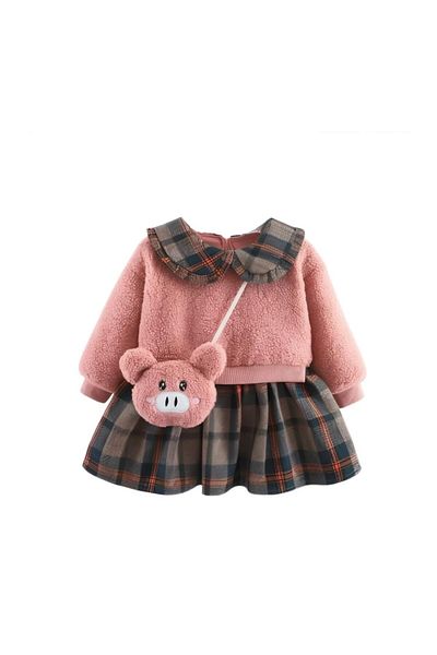 MINIMEAccessories Baby Girls’ Sherpa Top & Skirt Winter Set with Bag | 24-36 Months | Pink | Fleece | Warm