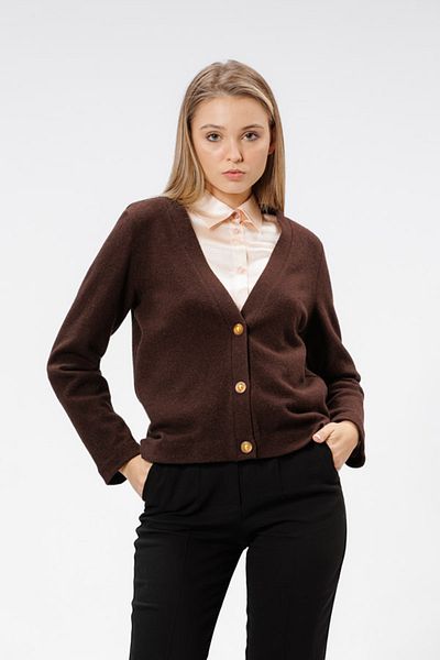 RVL Cardigan with buttons, dark brown
