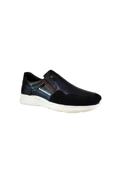 Who What Wear Men's Genuine Leather Sneakers with Rubber Band and Perforated Upper Breathable Shoes 25Wm0308