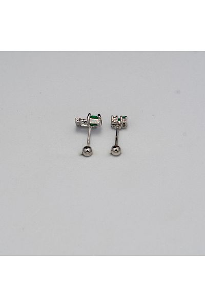 Piercing by Sever Combination Green and Transparent Stone Model Piercing... Silver Color (Tragus Helix Conch Flat)