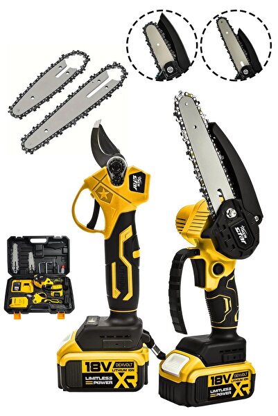 Newstar New Star 2'Li Set Çelik Şanzıman Şarjlı Dal Budama & Testeresi Sarı