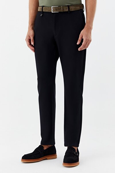 Sabri Özel Regular Fit Fermuar Detaylı Erkek Pantalon Siyah