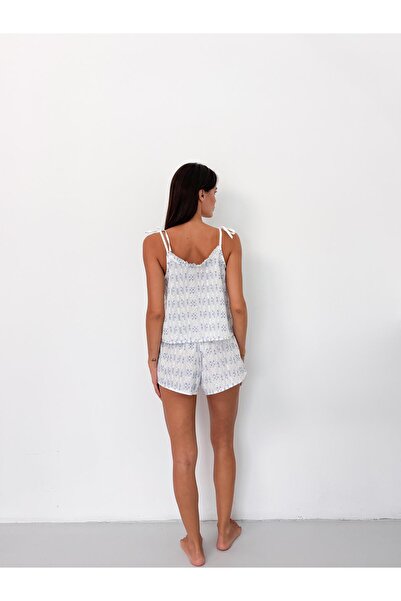 Genel Markalar Askısı Ayarlanabilir Şortlu Mavi Fisto Pijama Takımı