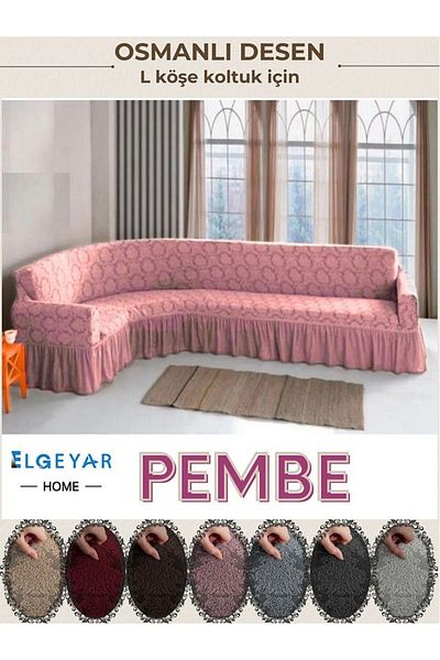 BOSTAN Jacquard L Corner Sofa Cover ,Sofa Cover Shawl Pattern (350cm)