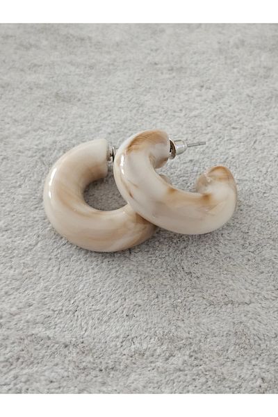 SiestaAccessories Marble Pattern Cream Color Acrylic Hoop Earrings