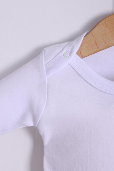 kidello White Plain Long Sleeve Baby Bodysuit