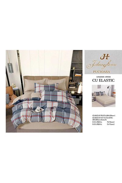 FIONNA.RO Finet Bed Linen With Elastic - Gray Checkered