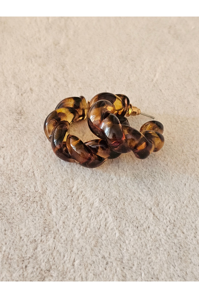 SiestaAccessories Leopard Pattern Acrylic Twist Hoop Earrings